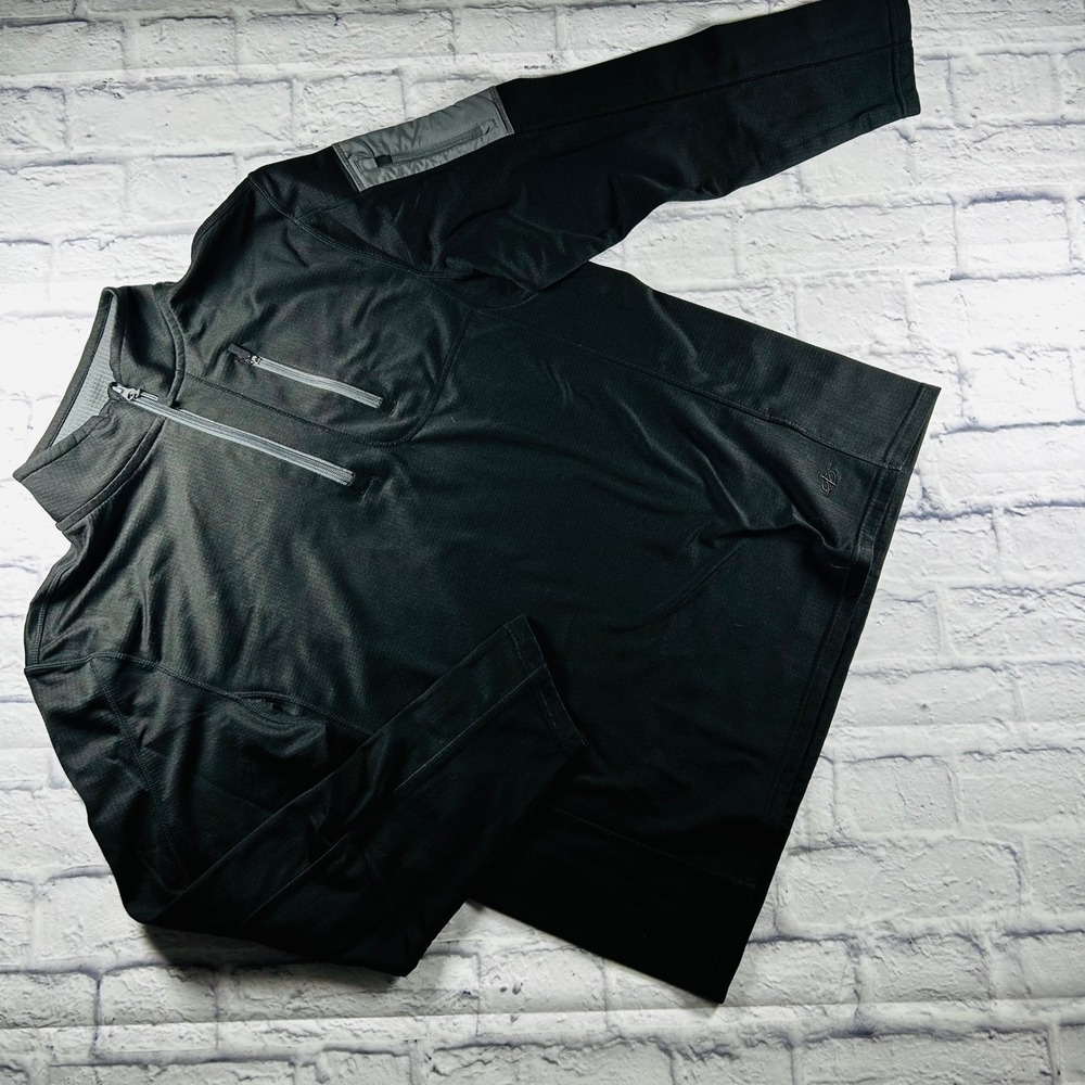 NordicTrack NT Dri Men's Large Black 1/4 Zip Pullover Jacket Chest Arm Pockets